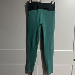 Le Ore Corso Cross Waist Compression Leggings Green/Black Small Athletic Gym